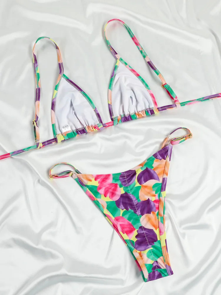 Boho Tie DIe Thong Style Bikini